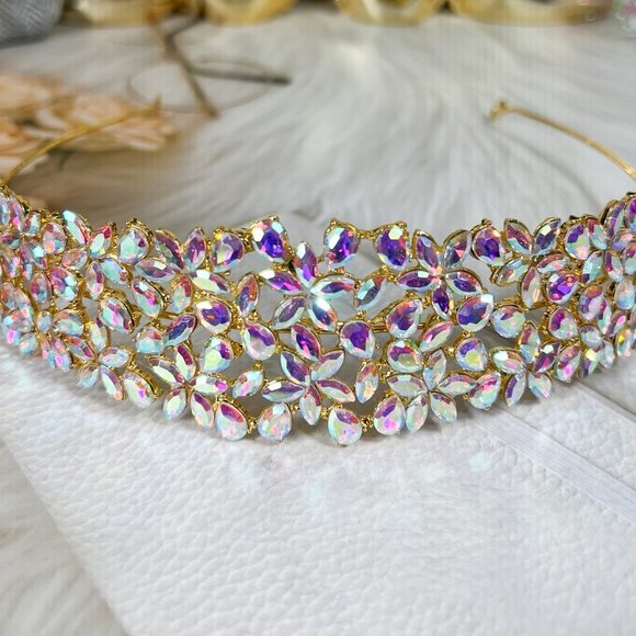 Wedding Bridal Headband, Crystal Bridesmaid Headpiece, Princess Floral Crown main image 8